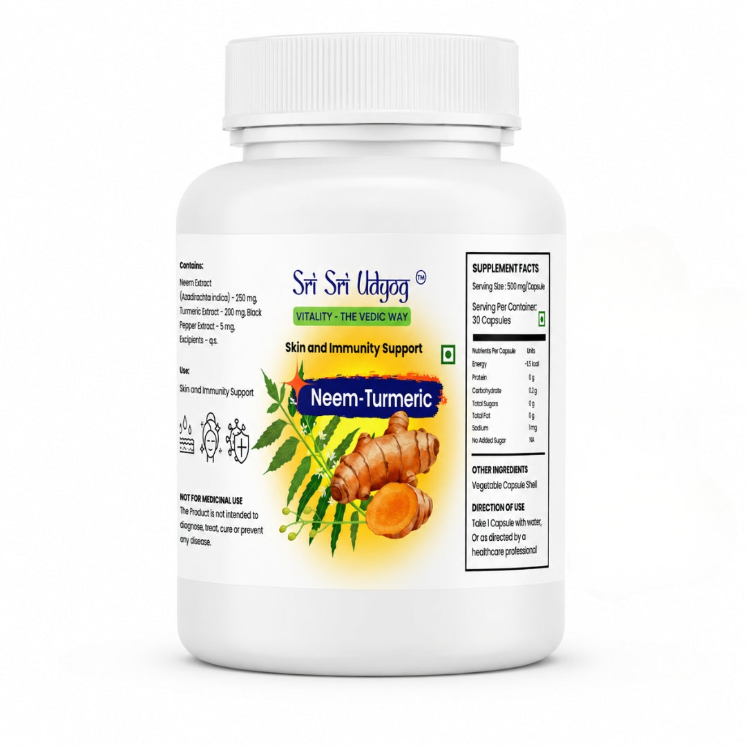 Neem-Turmeric Capsules – Skin & Immunity Support - 30 Capsules